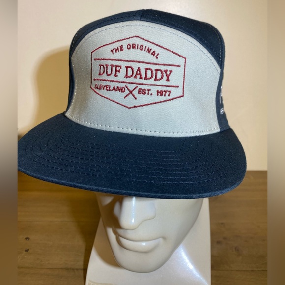 Trucker Hat Baseball Cap Strapback Blue Gray Cleveland Original Duf Daddy Dad - Picture 1 of 7